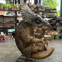 Triceratops bébé Animatronic dinosaure modèle Silicone bébé Triceratops juvénile Dino parc décoration pour affichage de musée