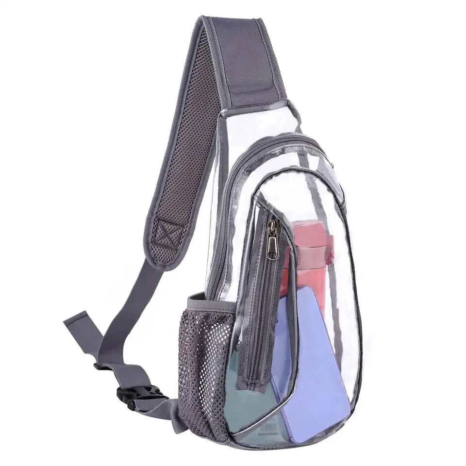 Vendita calda moda mini outdoor PVC Messenger Crossbody spalla zaino per gli uomini trasparente impermeabile Casual petto Daypack