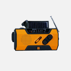 วิทยุฉุกเฉินพลังงานแสงอาทิตย์แบบพกพาพร้อมไฟฉาย LED เครื่องรับสัญญาณ FM AM ชาร์จ USB ลำโพงในตัวสีส้มสีดำ - Product Image 4