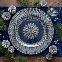 Assiette de présentation en verre transparent argenté de 13 pouces, motif étoile, design cristal, élégante décoration de mariage, pour la mise en table d'événements