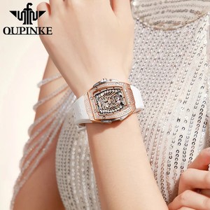 Montre OUPINKE 3225 pour femme, grand cadran squelette, mécanique, diamants, luxe, étanche, automatique. - Product Image 2