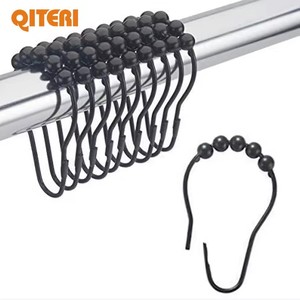 Chất lượng cao thép không gỉ tùy chỉnh kim loại vòi hoa sen <span class=keywords><strong>Curtain</strong></span> <span class=keywords><strong>Hooks</strong></span> trong màu đen - Product Image 3