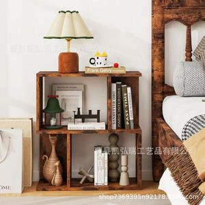 Home wooden multi-layer <b>shelf</b>, <b>desktop</b> book rack, solid wood home office decoration living room display rack - Product Image 1
