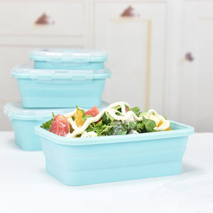 Lunch Box 4 Piece Set Wholesale Food <b>Storage</b> Portable <b>Collapsible</b> Silicone Foldable Lunch Box - Product Image 6