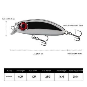 Señuelo Duro Minnow de 4cm para Pesca de Depredadores en Agua Dulce Pequeña, con Acción de Nado Natural, de Fábrica - Product Image 5