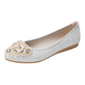 Zapatos planos de talla grande 35-45 para mujer, bailarinas, suela blanda, zapatos planos de gama alta con lentejuelas para mujer, zapatos planos con apliques de diamantes de imitación dulces - Product Image 1
