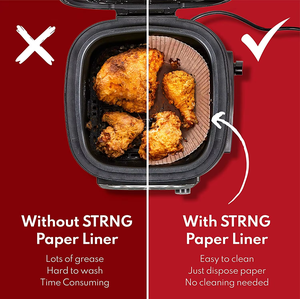 Papier de friteuse à air jetable de 7.9 pouces double face résistant à l'huile pour la <span class=keywords><strong>cuisson</strong></span> des assiettes de fête de <span class=keywords><strong>cuisson</strong></span> panier de friteuse à air enduit - Product Image 6