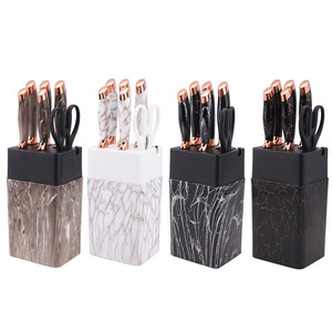 New Professional Kitchen <span class=keywords><strong>Knife</strong></span> <span class=keywords><strong>Set</strong></span> 7pcs Calcutá Marble Kitchen Knives com suporte e base