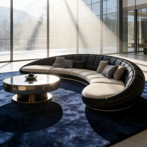 Canapé italien de luxe, canapé moderne incurvé, canapé de luxe en tissu rembourré, réception, hall d'hôtel, salon, mobilier commercial - Product Image 2