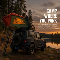 Tente de toit demi-cabine en aluminium 210 x 100 cm avec matelas en mousse de 3 cm pour SUV 4x4 Camping