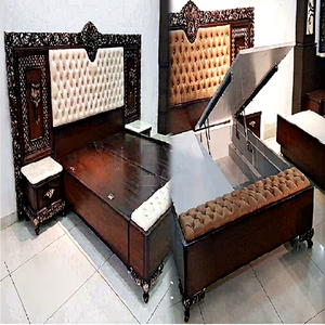 Modern Wooden <b>King</b> <b>Size</b> <b>Bed</b> for Sale Walnut Finish Modern <b>Bed</b> With Nightstands Contemporary Design Wooden Bedroom Furniture UK - Product Image 1