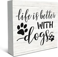 Targa in Legno Leggera Stile Rustico Farmhouse con Citazione per Amanti dei Cani, Decorazione per Scaffali, Tavoli e Scrivanie del Soggiorno