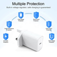 Premium UKCA certificado PD 20W adaptador de corriente USB tipo C carga rápida cargador de pared cabeza Reino Unido enchufe para iPhone Samsung teléfono móvil