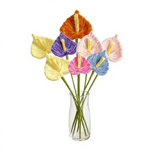 Fiore Artificiale di Anthurium con Filo Intrecciato Fatto a Mano, Stelo Singolo Colorato per Matrimoni e Capodanno - Product Image 3