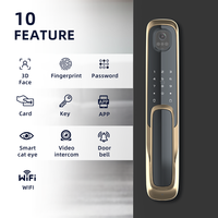 Cerradura Inteligente para Puerta UIELOCK QB20 con Reconocimiento Facial 3D, Captura de Imagen con Cámara, Wifi, Aplicación Tuya, Huella Dactilar, Contraseña Facial y Tarjeta