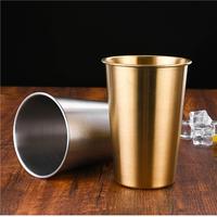 Hotel restaurante color oro plata 10oz 16oz tazas de cerveza de agua tazas de acero inoxidable para bar cafetería