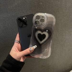 Per le donne onda <span class=keywords><strong>cuore</strong></span> <span class=keywords><strong>nero</strong></span> cassa del telefono per <span class=keywords><strong>iphone</strong></span> 15 14 13 12 pro max - Product Image 2