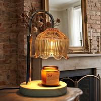 Lampe de table moderne en verre en forme de bourgeon de fleur, chauffe-bougie, lampe de chevet simple et luxueuse pour chambre à coucher et salon, à intensité variable AC