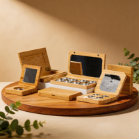 Palette de fards à paupières en bambou et bois avec design magnétique, maquillage personnalisable à la maison, au bureau et en voyage
