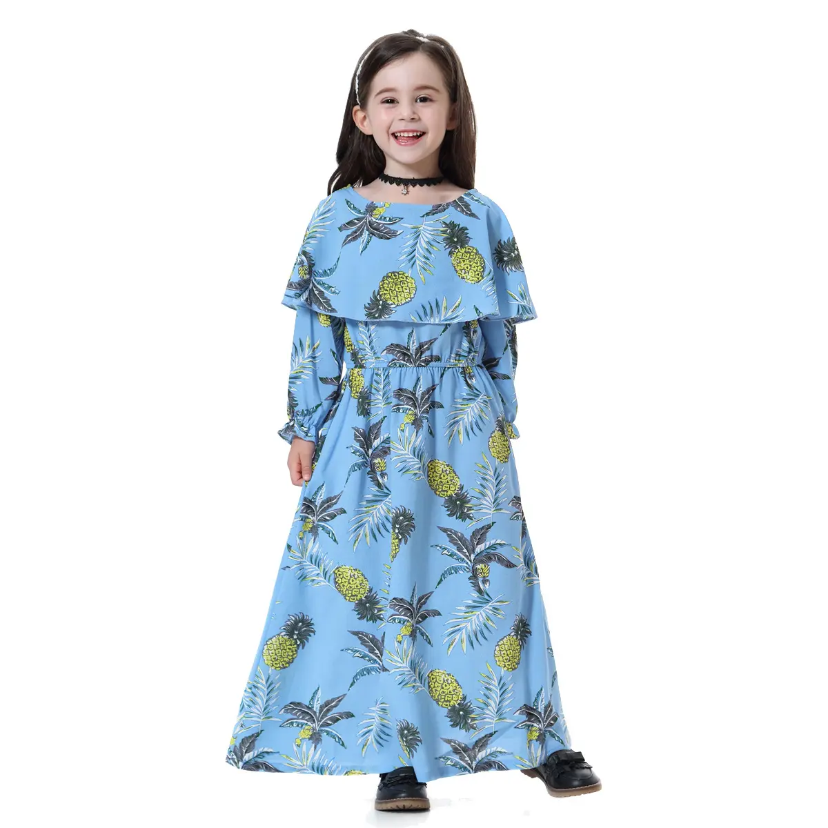 Váy Hoa Dài Tay Cho Bé Gái Đạo Hồi Mới Trang Phục Tiệc Cưới Eid Trang Phục Cầu Nguyện Cho Trẻ Em Đạo Hồi
