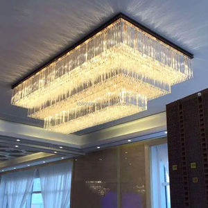 豪华吊灯北欧装饰商业空间酒店金色大玻璃矩形水晶天花板发光吊灯 - Product Image 2