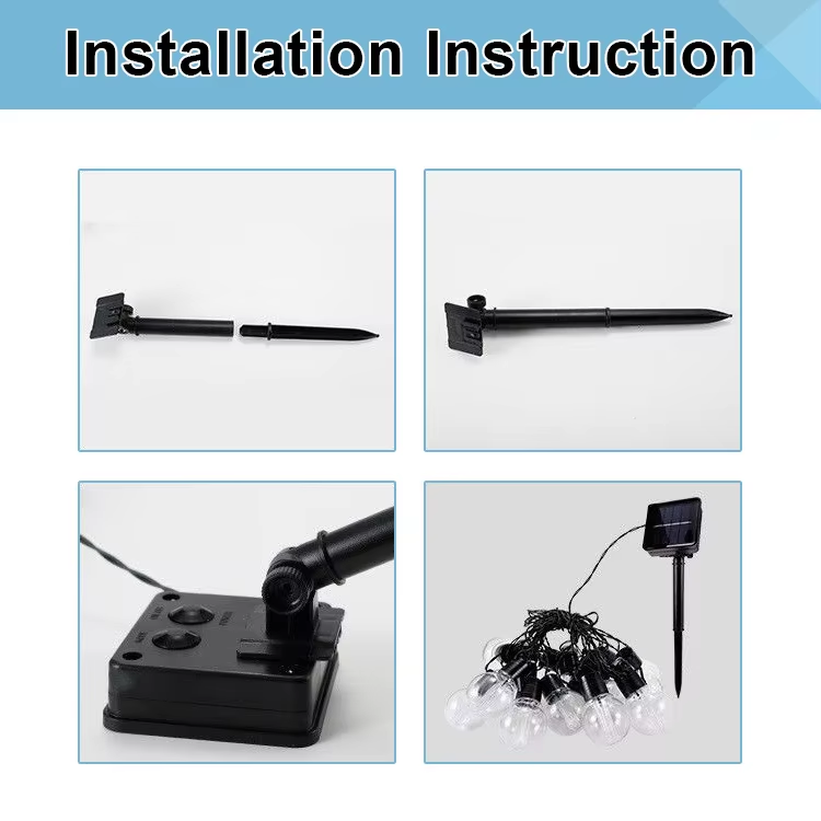 TZL Solar Fairy Lights - 2024 Garden Solar Light Garland Bulb Edison String Lights Outdoor Waterproo