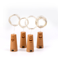 Guirlande lumineuse LED pour bouchon de bouteille de vin, PVC, blanc chaud 2700K, fonctionnant sur piles, clignotante, décorative, pour bar, chambre, cadeau, décoration