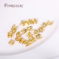 50pcs 18K Plaqué Or Boule Chaîne Fin Connecteur À Sertir Perle Pointe Noeud Couverture Bijoux Connecteur Clip Fermoir Raccords Composants