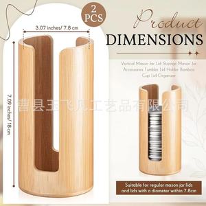 Bamboo Mason Jar Lid Organizer 7.8cm Diameter Vertical Storage <b>Box</b> For Regular Lids Home Kitchen Organization - Product Image 1