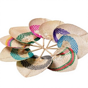 Juego de Abanicos Tejidos a Mano de Bambú, Coloridos, Artesanía Natural, Arte Folclórico, Decoración del Hogar - Product Image 1