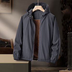 Abrigo de Invierno para Hombre, con Forro de Terciopelo, Cortavientos, Impermeable, Estilo Retro, con Capucha, Largo, Informal, para Hombres de Mediana Edad y Mayores - Product Image 4