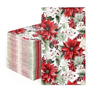 Serviettes en papier jetables pour fête d'invité mariage avec logo imprimé floral tulipe rouge <span class=keywords><strong>aquarelle</strong></span> de restaurant - Product Image 4