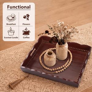 Wooden Decorative Tray Rectangle Solid Wood For Home Decor Serving Use - Product Image 4