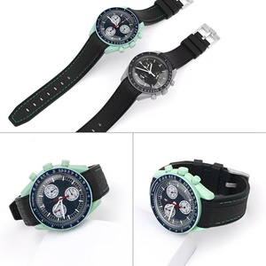 Vente chaude 20mm Bracelet De Montre En Fibre De Carbone Grain En Caoutchouc De Silicone Bracelet De Montre Compatible avec pour Omeg S-watch <span class=keywords><strong>Moonwatch</strong></span> - Product Image 4
