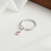 Fijne Sieraden Ring Verguld Valentijnsdag Cadeau Vrouwen 925 Zilver Roze Loveheart Hanger Ring Verstelbaar