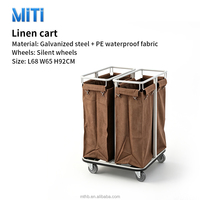 Chariot à linge commercial robuste en acier inoxydable pour hôtel, grand chariot à linge sale en métal avec roues