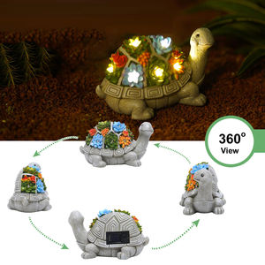 Gazon Decor Tuin Hars Schattige Schildpad Beeldje Ornament Led Lights Solar Light Standbeeld Succulent - Product Image 4
