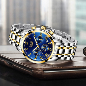 LIGE LG9810 orologio in argento da uomo in acciaio inossidabile cronografo al quarzo grande faccia uomo orologio in numeri romani abito Relojes Para Hombre - Product Image 5