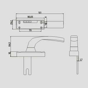 Accessoires de quincaillerie pour fenêtres et portes en aluminium, série de poignées à fourche multipoints, poignée de fenêtre - Product Image 2