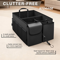 Organisateur de rangement de voiture de luxe pliable en tissu Oxford 67L avec 3 compartiments pour accessoires de camion et de voiture, sangles réglables