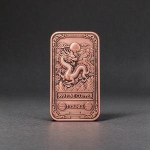 Lingote de Cobre Puro 999 de 1oz, Lingote de Cobre Grabado con Borde Ornamental Retro, Relieve de Alta Definición para Coleccionistas y Artículos de Valor - Product Image 1