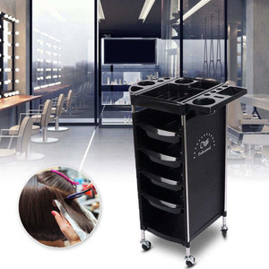 Carrito de Salón Multifuncional de Metal Negro con Ruedas, Carrito para Peluquería, Organizador con Ruedas, Estación de Barbería 90x18x38cm - Product Image 6