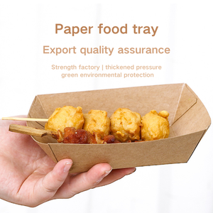 Plateau de service en papier kraft écologique avec logo personnalisé boîtes en forme de bateau pour aliments à emporter plateau en papier alimentaire - Product Image 5