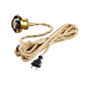 Cordon de prise E27 en corde de chanvre avec interrupteur intégré et prise EU pour lampe suspendue - Product Image 2