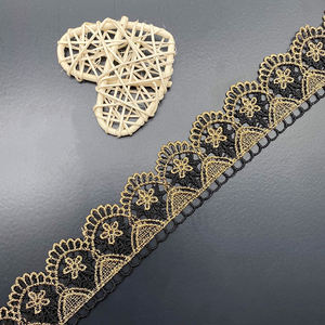 Usine directe 100% polyester or dentelle bordure dentelle garniture <span class=keywords><strong>noir</strong></span> perlé broderie applique garniture - Product Image 4