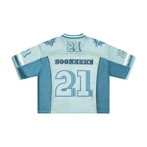 Camiseta de Fútbol Americano de Poliéster con Malla, Estilo Boxy Fit, Hombros Caídos, Diseño Gráfico Vintage, Sublimación Personalizada, Transpirable y de Secado Rápido - Product Image 5