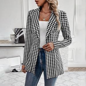 Blazer Élégant pour Femme <span class=keywords><strong>en</strong></span> Tweed à Carreaux <span class=keywords><strong>Pied</strong></span>-<span class=keywords><strong>de</strong></span>-<span class=keywords><strong>Poule</strong></span> – Veste <span class=keywords><strong>de</strong></span> Costume Chic pour le Bureau <span class=keywords><strong>et</strong></span> le Travail - Product Image 5