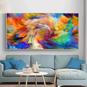Decoración moderna de lujo para sala de estar, pintura al óleo de arcoíris abstracta, <span class=keywords><strong>lienzo</strong></span>, arte de <span class=keywords><strong>pared</strong></span> para sofá, <span class=keywords><strong>pared</strong></span> de fondo - Product Image 4
