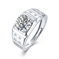DE Moissanite 925 bague carrée en argent Sterling pour hommes redimensionnable 2ct VVS Moissanite hommes anneaux Simple carré Design hommes anneau