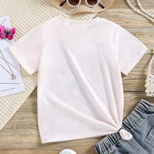 T-shirt estiva carina da ragazza a manica corta nuovo <span class=keywords><strong>Top</strong></span> rosa con motivo a farfalla <span class=keywords><strong>per</strong></span> bambini 4-7 anni t-shirt a maglia Casual stampata - Product Image 2